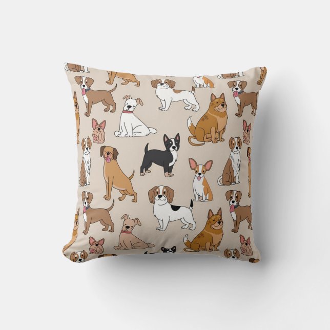 Niedliches Cartoon Dogs Muster Kissen (Vorderseite)