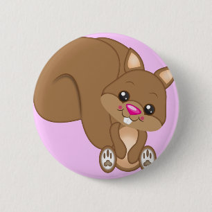 Niedliches Cartoon-Eichhörnchen Button