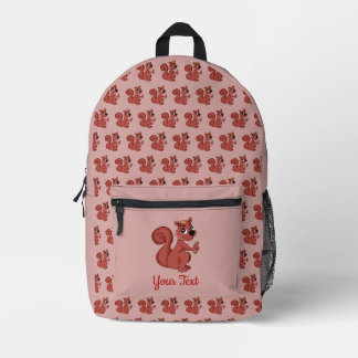 Niedliches Cartoon-Eichhörnchen mit einer Erdnuss Bedruckter Rucksack