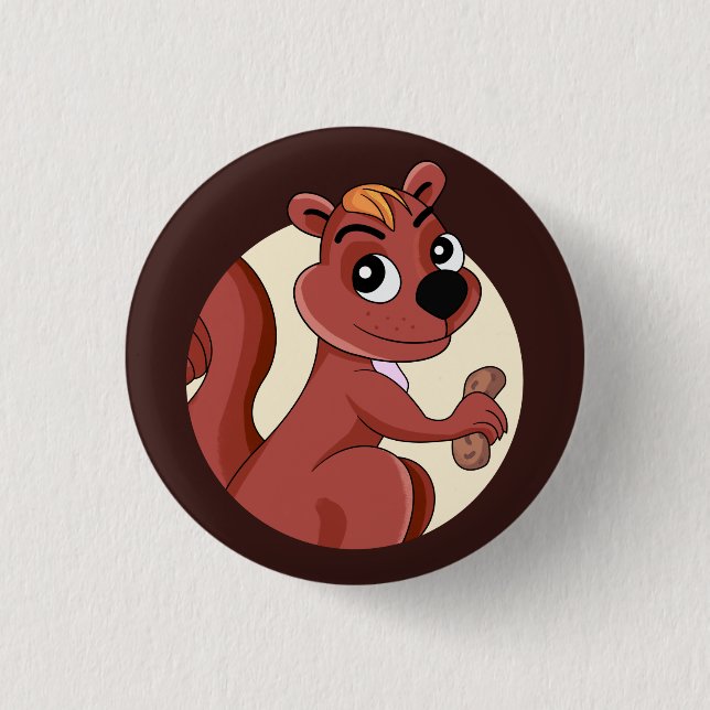 Niedliches Cartoon-Eichhörnchen mit Erdnuss Button (Vorderseite)