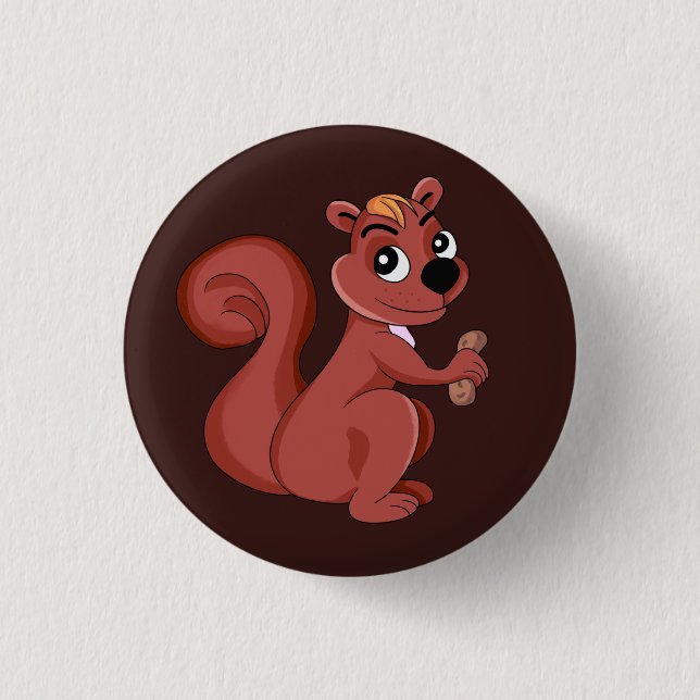 Niedliches Cartoon-Eichhörnchen mit Erdnuss Button (Vorderseite)