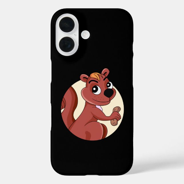 Niedliches Cartoon-Eichhörnchen mit Erdnuss iPhone 16 Hülle (Rückseite)