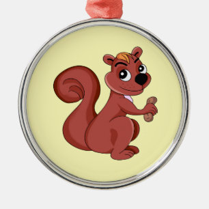 Niedliches Cartoon-Eichhörnchen mit Erdnuss Ornament Aus Metall