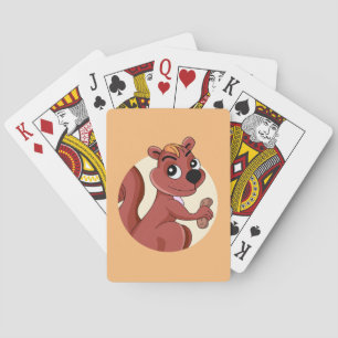 Niedliches Cartoon-Eichhörnchen mit Erdnuss Spielkarten