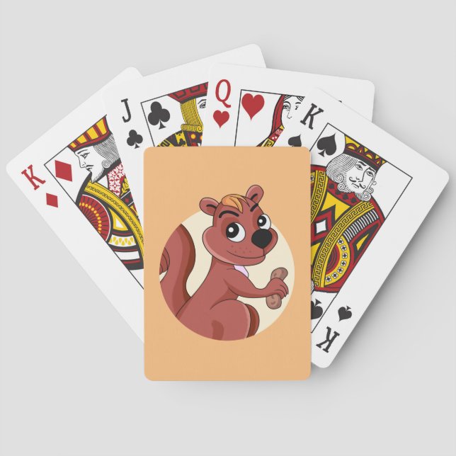 Niedliches Cartoon-Eichhörnchen mit Erdnuss Spielkarten (Rückseite)
