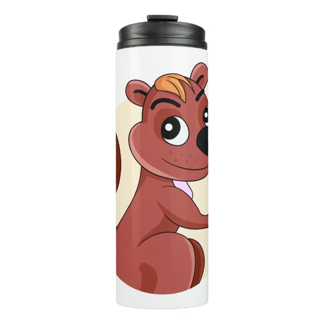 Niedliches Cartoon-Eichhörnchen mit Erdnuss Thermosbecher (Vorderseite)