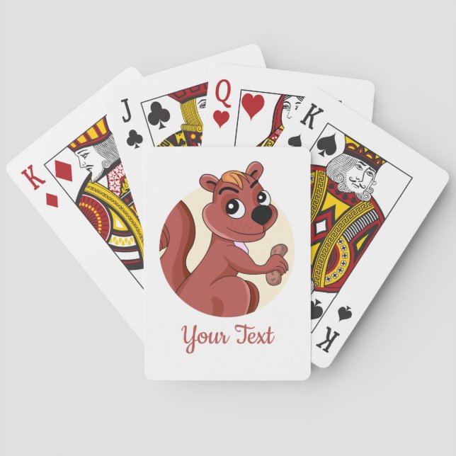 Niedliches Cartoon Eichhörnchen mit Erdnusskarten Spielkarten (Rückseite)