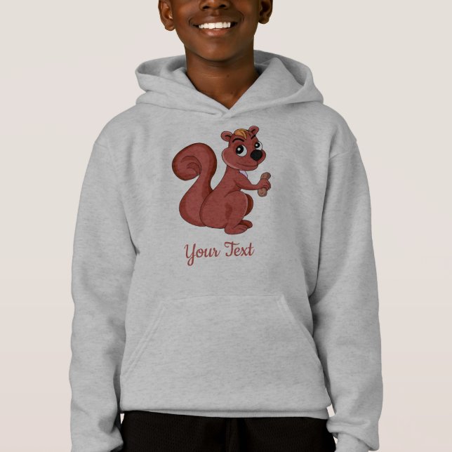 Niedliches Cartoon-Eichhörnchen mit Erdnusskopf Hoodie (Vorderseite)