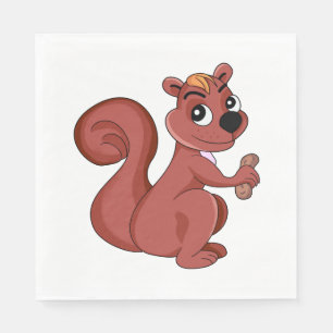 Niedliches Cartoon Eichhörnchen mit Erdnusspapier  Serviette
