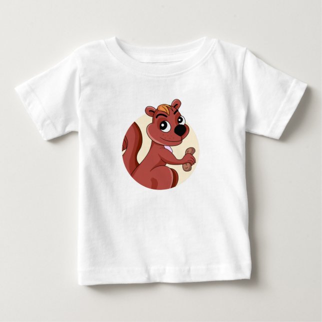 Niedliches Cartoon Eichhörnchen mit T - Shirt aus  (Vorderseite)