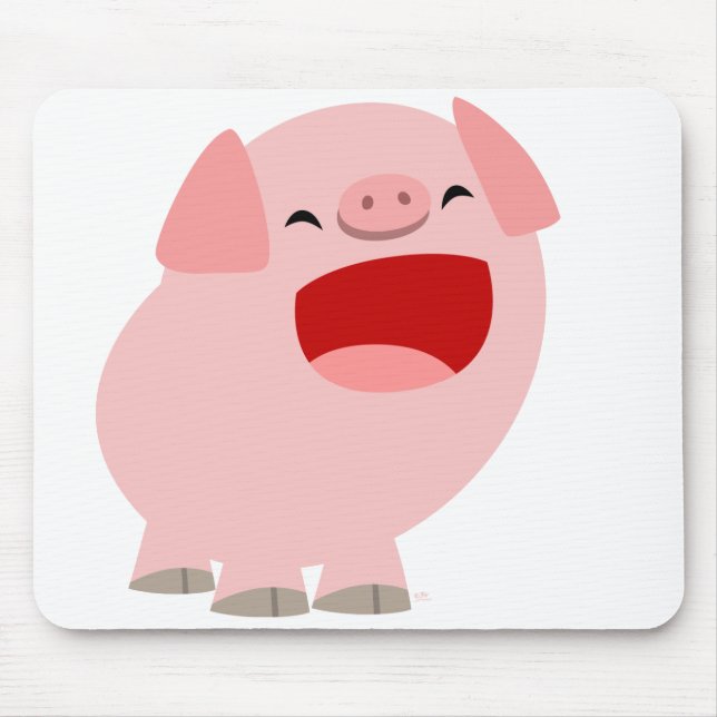 Niedliches Cartoon-Gesang-Schwein Mousepad (Vorne)