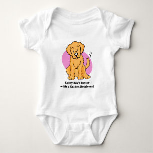 Niedliches Cartoon-goldener Retriever-Baby-T-Shirt Baby Strampler