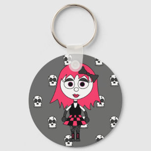 Niedliches Cartoon Goth Mädchen und Schlüsselanhänger