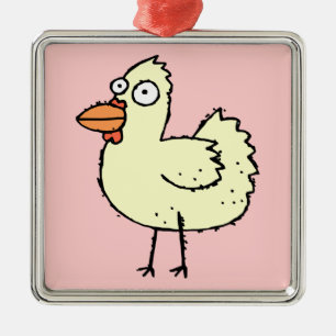 Niedliches Cartoon-Huhn Silbernes Ornament