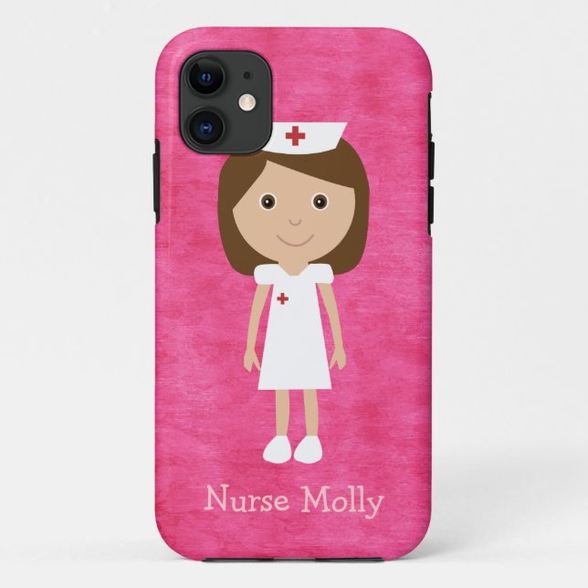 Niedliches Cartoon-Krankenschwester-Rosa Case-Mate iPhone Hülle (Rückseite)