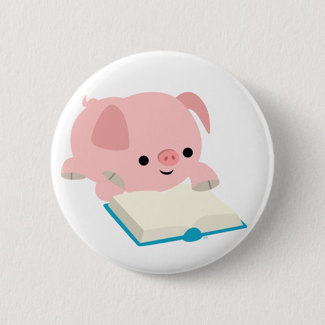 Niedliches Cartoon-Leseferkel-Knopf-Abzeichen Button (Vorderseite)