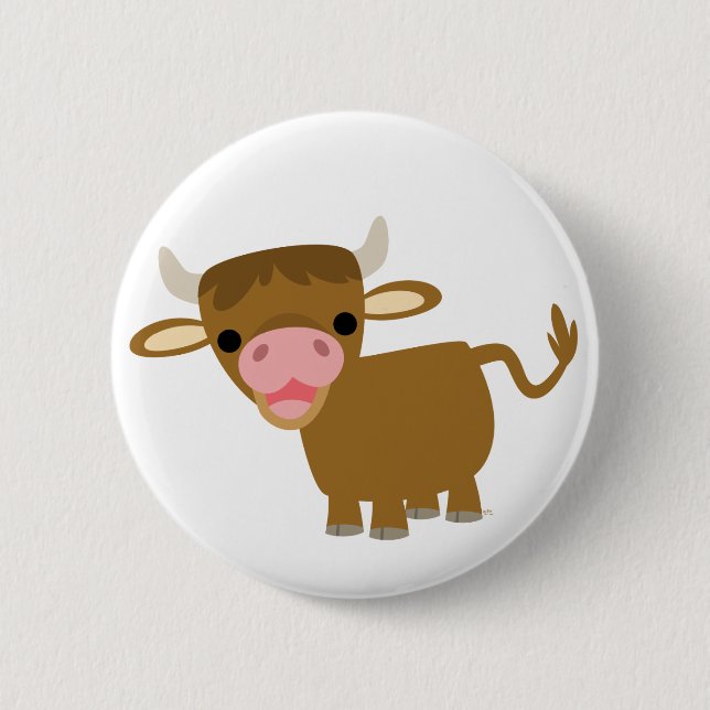 Niedliches Cartoon-Ochsenknopf-Abzeichen Button (Vorderseite)