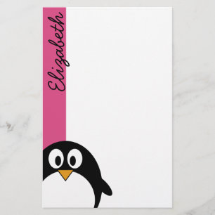 niedliches Cartoon Penguinrosa und -SCHWARZES Briefpapier