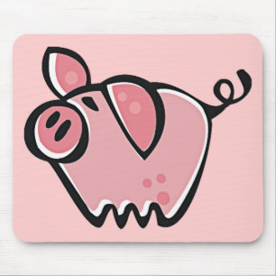 Niedliches Cartoon-Rosa-Schwein Mousepad