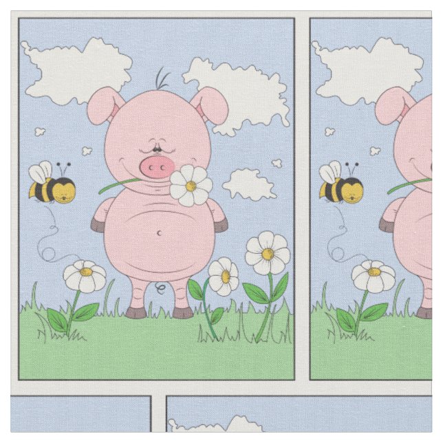 Niedliches Cartoon-Schwein Stoff (Nahaufnahme)