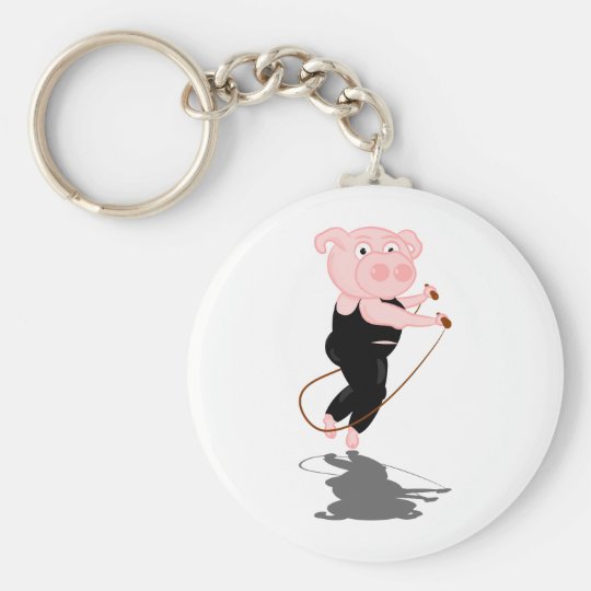 Niedliches Cartoon-Schwein-Überspringen Schlüsselanhänger