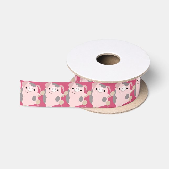 Niedliches Cartoon-Tanzen-Schwein-Band Satinband (Spule)