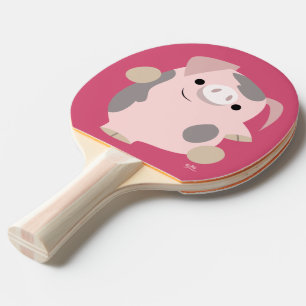 Niedliches Cartoon-Tanzen-SchweinPing Pong Paddel Tischtennis Schläger