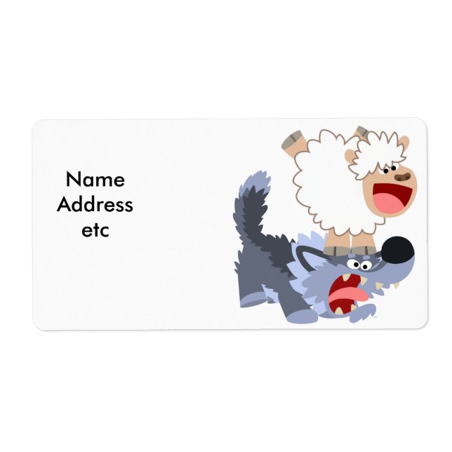 Niedliches Cartoon- und Wolf-Versand-Label (Vorne)