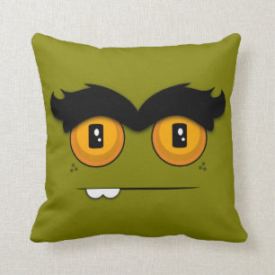 Niedliches Cartoon Unibrow Monster-Gesicht im Kissen
