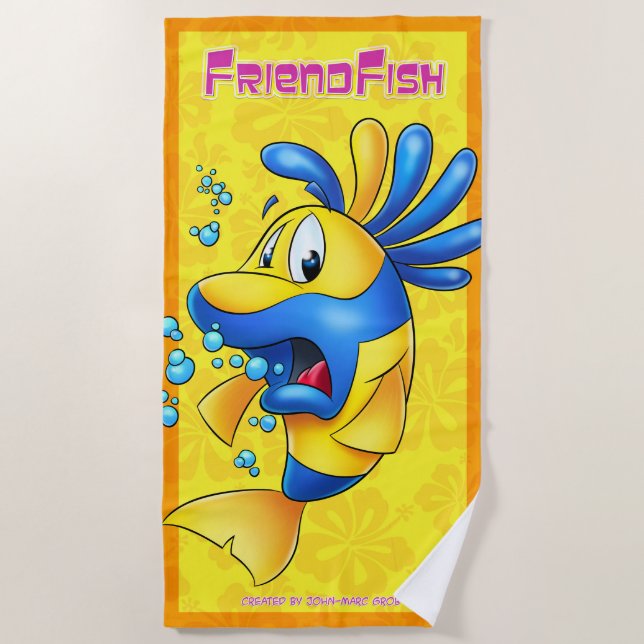 Niedliches Cartoonfisch-Badetuch Strandtuch (Vorderseite)
