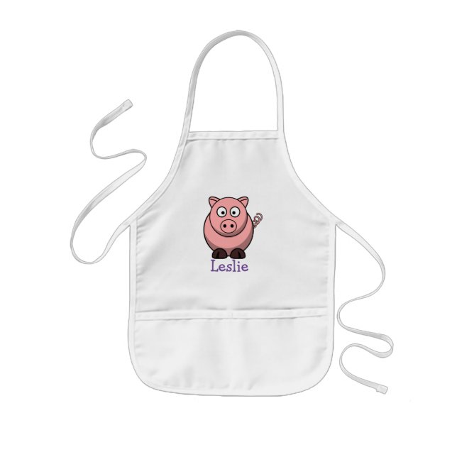 Niedliches Cartoonschwein personalisiert mit Kinderschürze (Vorne)