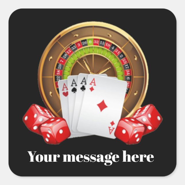 Niedliches Casino-Party E-Mail-Aufkleber Quadratischer Aufkleber (Vorderseite)