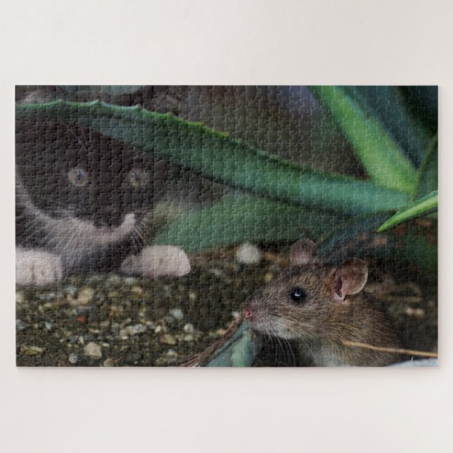 Niedliches Cat and Mouse Jigsaw Puzzle (Horizontal)