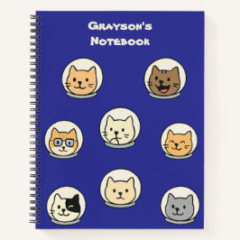 Niedliches Cat Astronaut Personalisiert School Not Notizbuch