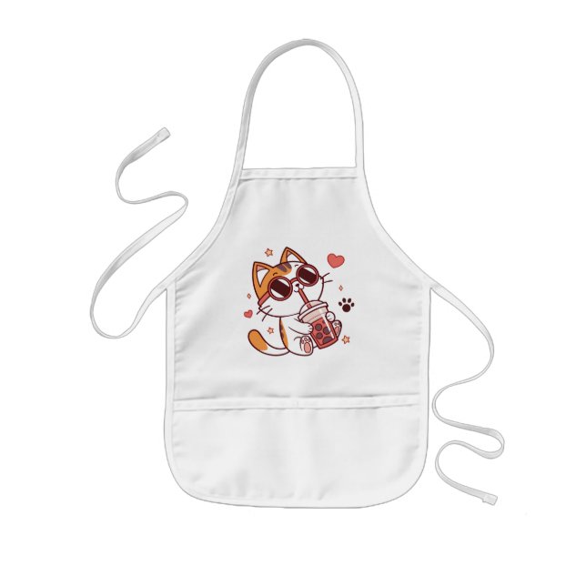 Niedliches Cat Boba Tee Schürze - Fun Kitchen Gesc (Vorne)