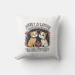 Niedliches Cat Couple Kissen Romantische Wohngesta
