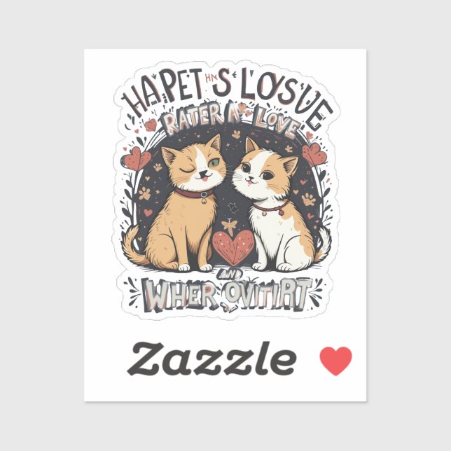 Niedliches Cat Couple Romantic Winking Kitty Liebe Aufkleber (Blatt)