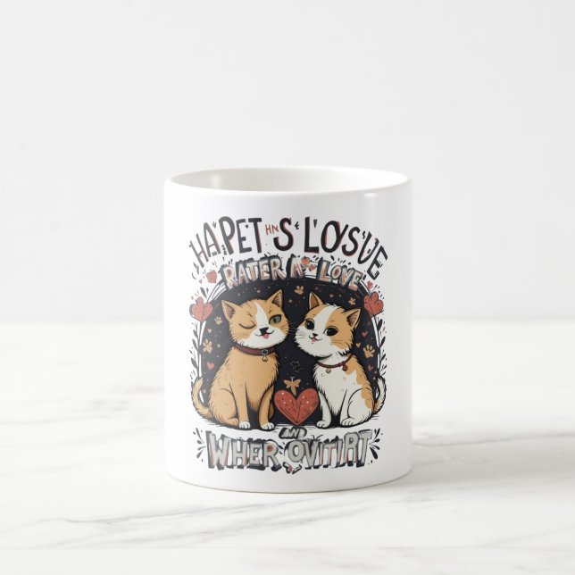 Niedliches Cat Couple Tasse Romantische Kitchenett (Mittel)