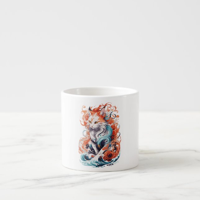 Niedliches Cat-Design im neo-traditionellen Stil Espressotasse (Vorderseite)