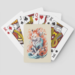 Niedliches Cat-Design im neo-traditionellen Stil Spielkarten