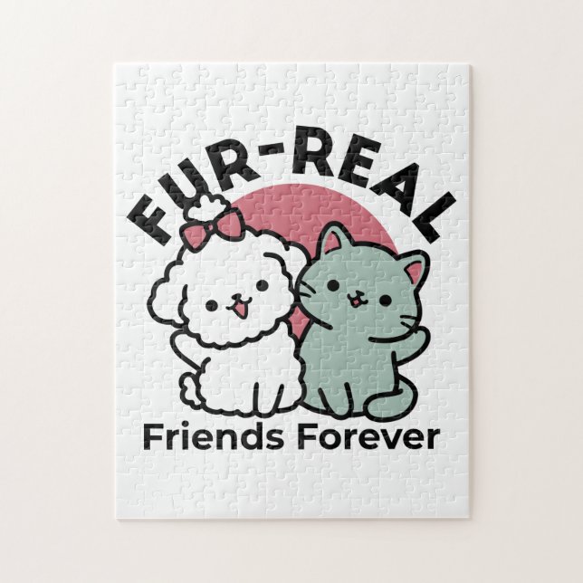 Niedliches Cat & Dog "Fur-Real Friends Forever"-De (Vertikal)