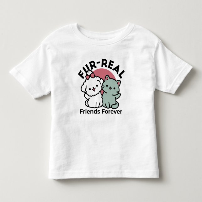 Niedliches Cat & Dog "Fur-Real Friends Forever"-De Kleinkind T-shirt (Vorderseite)