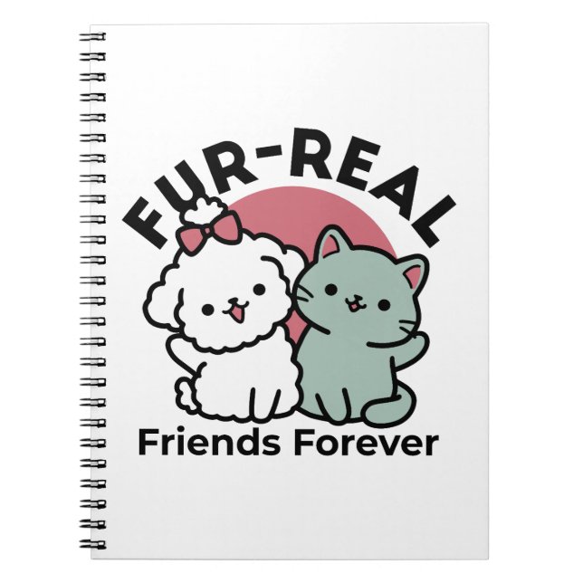 Niedliches Cat & Dog "Fur-Real Friends Forever"-De Notizblock (Vorderseite)