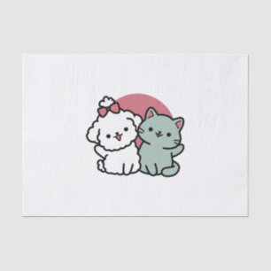 Niedliches Cat & Dog "Fur-Real Friends Forever"-De Seidenpapier