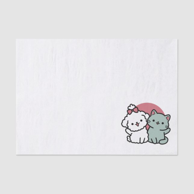 Niedliches Cat & Dog "Fur-Real Friends Forever"-De Seidenpapier (Vorderseite)