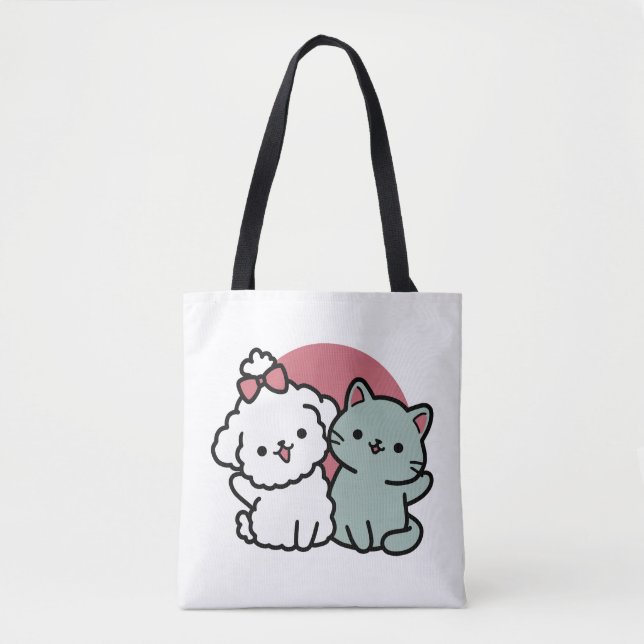Niedliches Cat & Dog "Fur-Real Friends Forever"-De Tasche (Vorderseite)