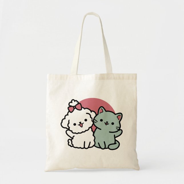 Niedliches Cat & Dog "Fur-Real Friends Forever"-De Tragetasche (Vorne)