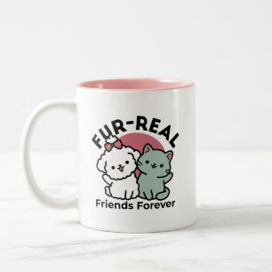 Niedliches Cat & Dog "Fur-Real Friends Forever"-De Zweifarbige Tasse