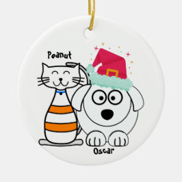 Niedliches Cat & Dog Weihnachten kundenspezifisch Keramik Ornament