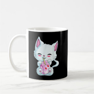 Niedliches Cat Erdbeeren Shirt für Frauen Mädchen, Kaffeetasse